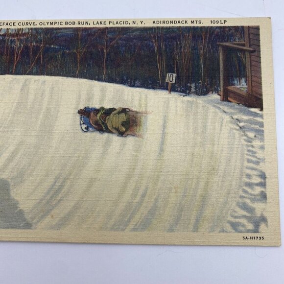 Vintage Lake Placid NY Postcard Olympic Bob Run Whiteface Curve 1930s Adirondack - Picture 5 of 7
